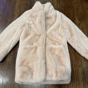 Apparis Baby Pastel Light Pink Faux Fur Long Sleeve Pocket Front Coat Jacket S